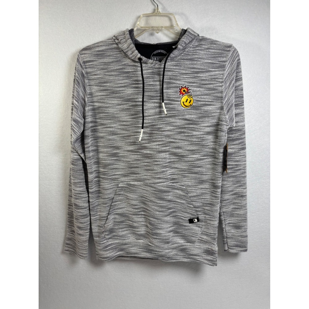 Dikotomy Hoodie Mens Medium Grey Space Dye Smiley Bomb Patch Pullover Streetwear